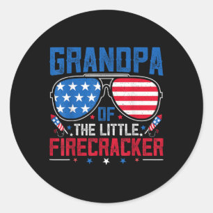 Grandpa Of The Little Firecracker Usa Flag 4th Of Classic Round Sticker