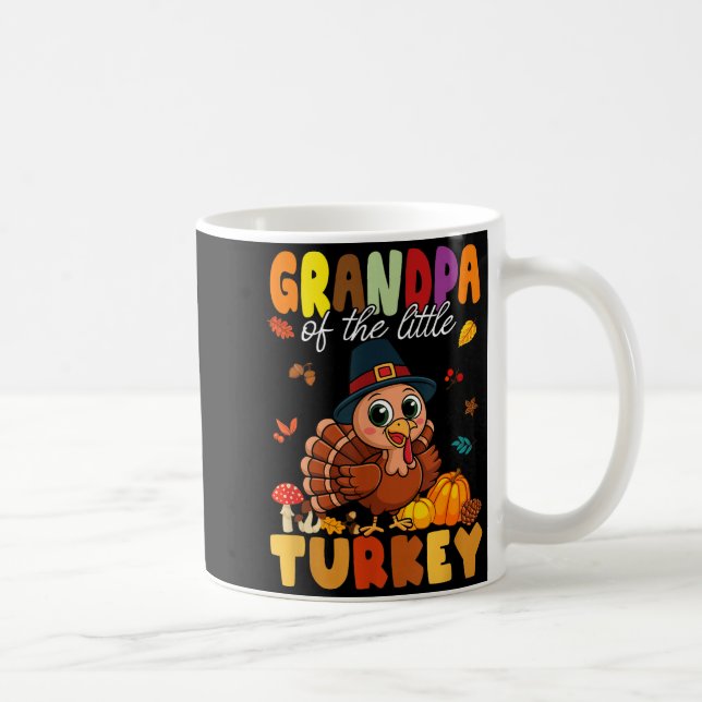 Grandpa Of The Little Turkey Thanksgiving Baby Sho Coffee Mug (Right)