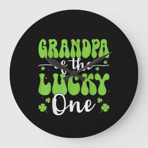 Grandpa Of The Lucky One First Birthday St Patrick Large Clock