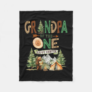 Grandpa of the one happy camper 1st birthday fleece blanket