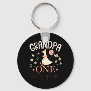 Grandpa of The One Silly Goose 1st Birthday Girl Key Ring