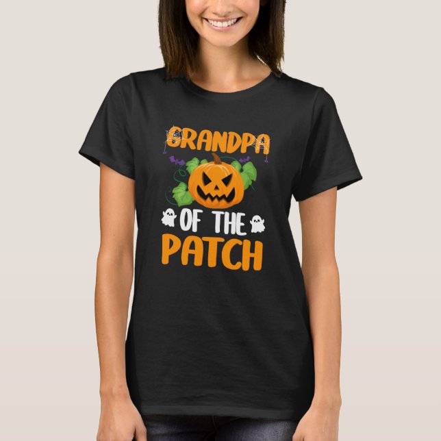 Grandpa Of The Pumpkin In The Patch Cute Halloween T-Shirt (Front)