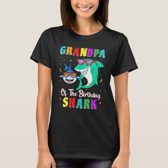 Grandpa Of The Shark Birthday Family Birthday Gran T-Shirt (Front)
