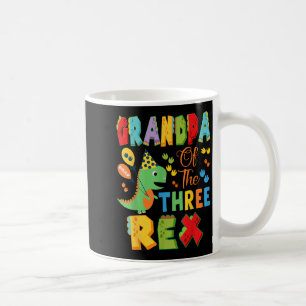 Grandpa Of The Three Rex 3rd Birthday Boy Dinosaur Coffee Mug