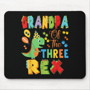 Grandpa Of The Three Rex 3rd Birthday Boy Dinosaur Mouse Mat