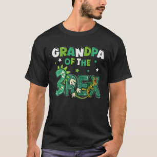 Grandpa of the Three Rex Birthday Dinosaur Family  T-Shirt