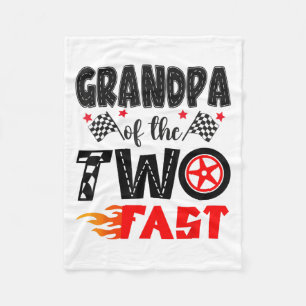 Grandpa Of The Two Fast 2nd Birthday Boy Racing Ca Fleece Blanket