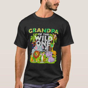 Grandpa Of The Wild One Birthday Zoo Animal Safari T-Shirt
