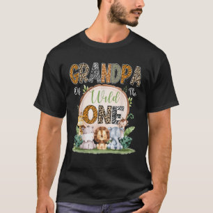 Grandpa Of The Wild One First Birthday Safari Wood T-Shirt