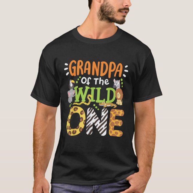 Grandpa Of The Wild One Kids Boys Safari Zoo Birth T-Shirt (Front)