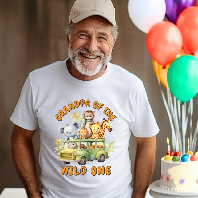 Grandpa of the Wild One safari animals birthday  T-Shirt (Creator Uploaded)
