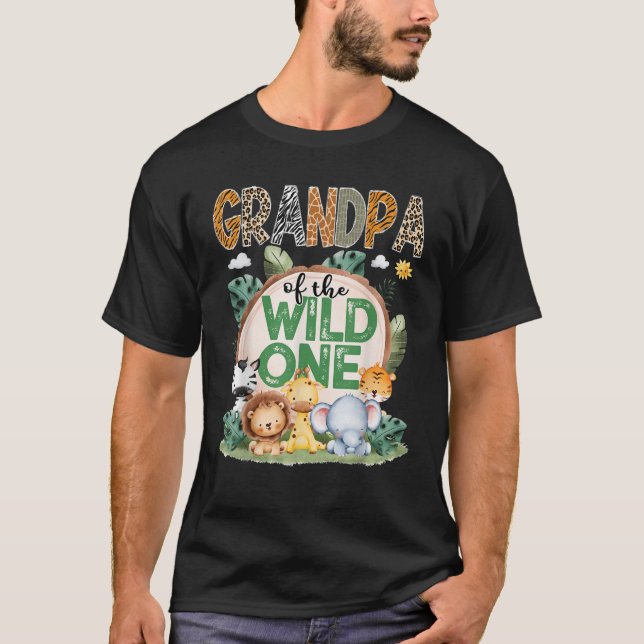Grandpa Of The Wild One Safari Jungle 1St Birthday T-Shirt (Front)