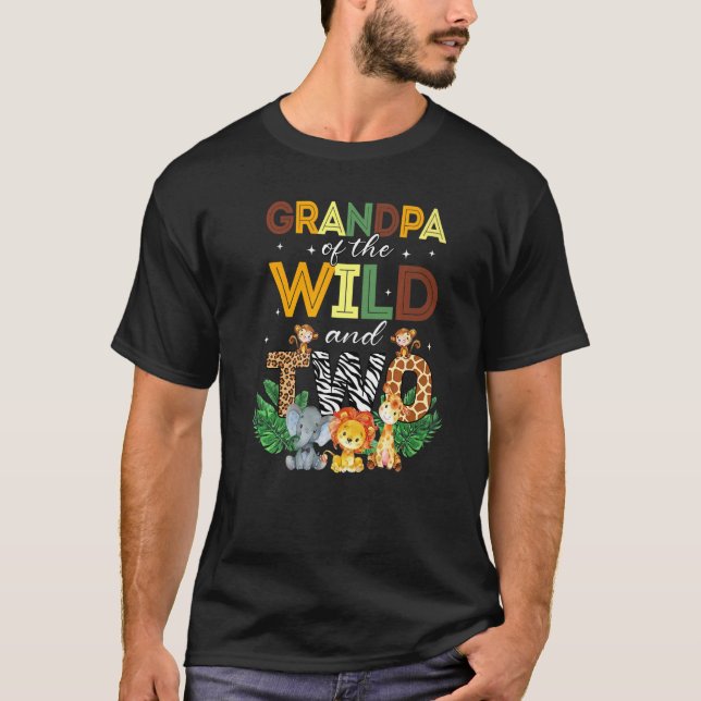 Grandpa Of The Wild Two Zoo Birthday Safari Jungle T-Shirt (Front)