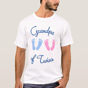 Grandpa of Twin Babies Footprints T-Shirt
