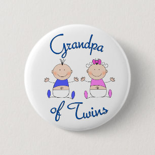 Grandpa of Twins 6 Cm Round Badge