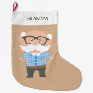 Grandpa on Beige Large Christmas Stocking