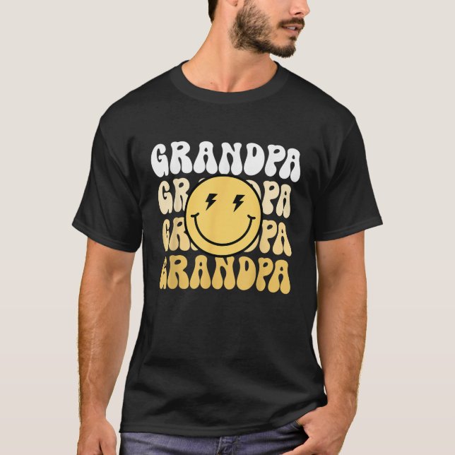 Grandpa One Happy Dude Birthday Theme Family Match T-Shirt (Front)