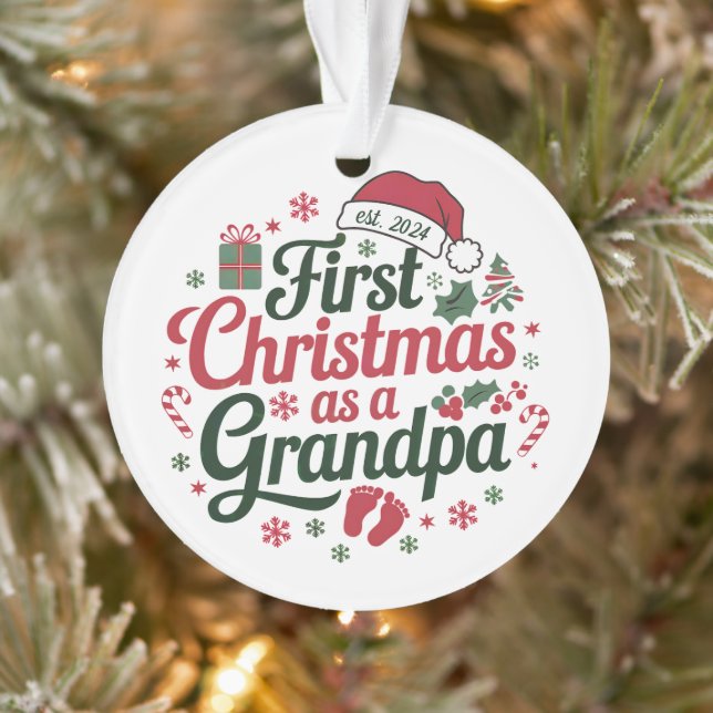 Grandpa Ornament, First Christmas, Custom Grandad Ornament (Tree)