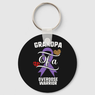 Grandpa Overdose Awareness Leopard Buffalo Plaid F Key Ring