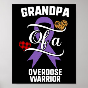 Grandpa Overdose Awareness Leopard Buffalo Plaid F Poster