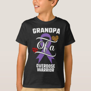 Grandpa Overdose Awareness Leopard Buffalo Plaid F T-Shirt