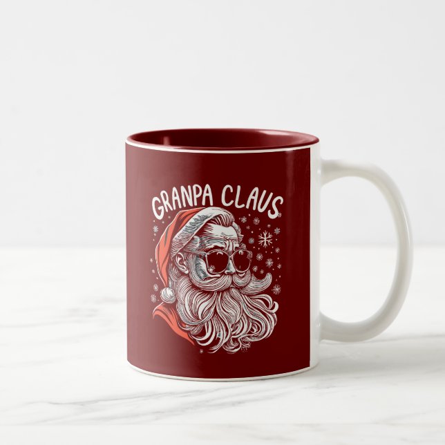 Grandpa Papa Claus Santa Funny Xmas Christmas Gift Two-Tone Coffee Mug (Right)