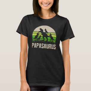 Grandpa Papasaurus Dinosaur 3 Kids Fathers Day T-Shirt