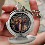 Grandpa Photo and Thank You Message Personalised Pocket Watch<br><div class="desc">Create your own pocket watch for grandpa, with your own photo and custom message. The template is set up ready for you to add your own photo and you can customise the wording if you wish. The wording currently reads "Grandpa, thank you for always making time for me". A lovely...</div>
