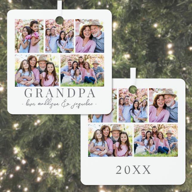 Grandpa Photo Christmas Metal Tree Decoration (Grandpa Photo Christmas Metal Ornament)