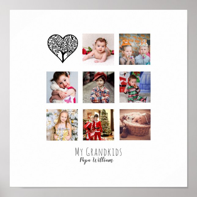 GRANDPA PHOTO COLLAGE GIFT PROUD GRANDAD POSTER (Front)