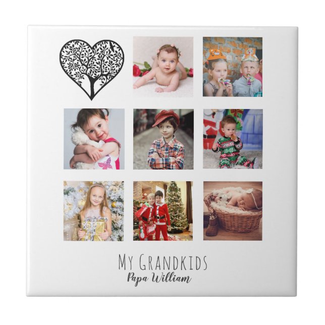 GRANDPA PHOTO COLLAGE GIFT PROUD GRANDAD TILE (Front)