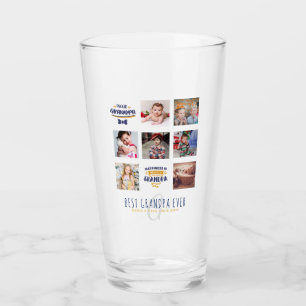 GRANDPA PHOTO COLLAGE GIFT Proud Papa Pops Gramps Glass