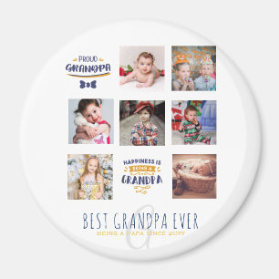 GRANDPA PHOTO COLLAGE GIFT Proud Papa Pops Gramps Magnet