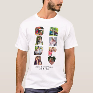 GRANDPA Photo Collage Grandkids Name Letter Cutout T-Shirt