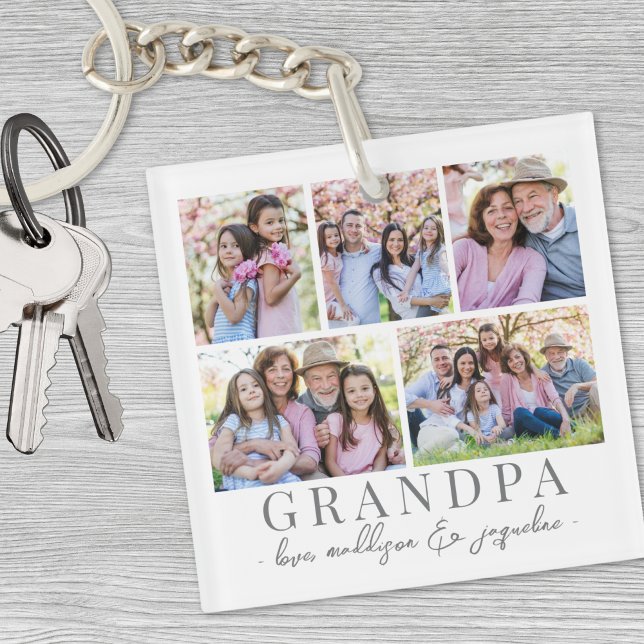Grandpa Photo Collage Key Ring (Grandpa Photo Collage Keychain)