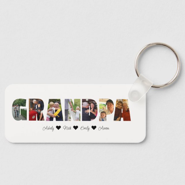 Grandpa Photo Collage Keychain with 7 Photos (Front)
