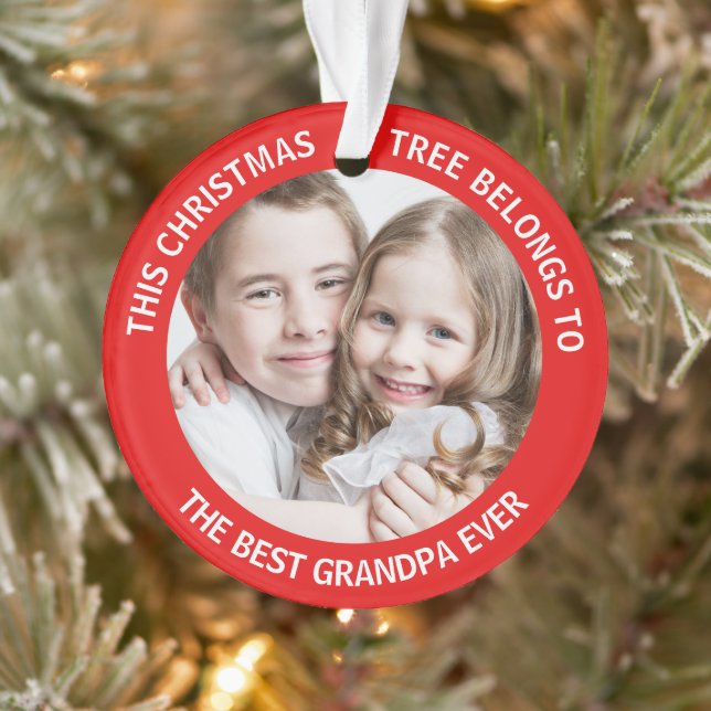 Grandpa Photo Red Ornament (Tree)