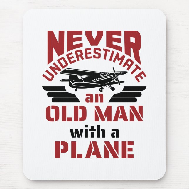 Grandpa Pilot Old Man with a Plane Mouse Mat (Front)