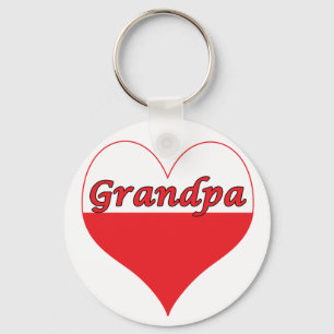 Grandpa Polish Heart Key Ring