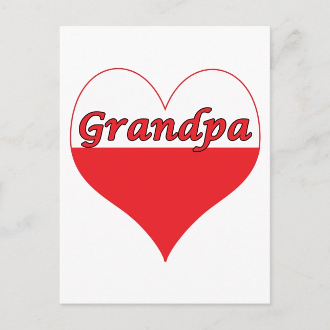 Grandpa Polish Heart Postcard (Front)