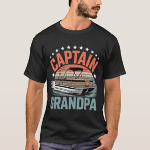 Grandpa Pontoon Boat Captain Nautical Boating Crew T-Shirt