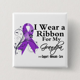 Grandpa Purple Ribbon - Pancreatic Cancer 15 Cm Square Badge