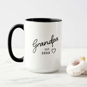Grandpa Reveal Est. Year Minimalist Black & White Mug