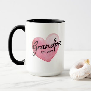 Grandpa Reveal Established Date Heart Mug