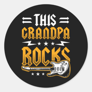 Grandpa Rocks Dad Guitar Classic Round Sticker