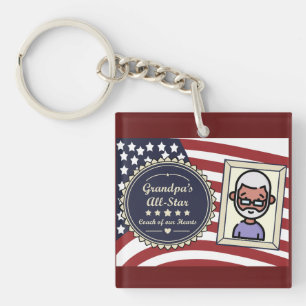 Grandpa’s All-Star Badge USA Flag Design Key Ring