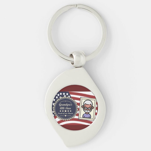 Grandpa’s All-Star Badge USA Flag Design Key Ring (Front)