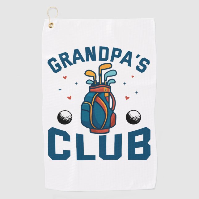Grandpa’s Golf Club Gift Funny Golf Towel (Front)