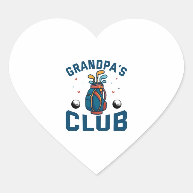 Grandpa’s Golf Club Gift Funny Heart Sticker (Front)