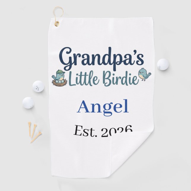 Grandpa’s Little Birdie Baby Keepsake Golf Ball Towel (InSitu)